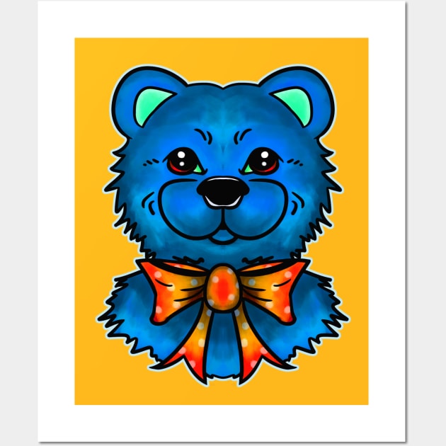 Blue Bear & Tie Dye Tie Wall Art by TaliDe